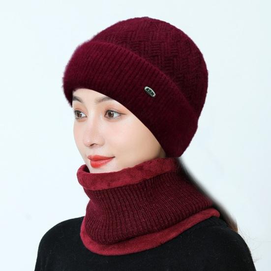 Зимняя шерстяная шапка для пожилых людей среднего возраста, утолщенная шапка-бини с флисовой подкладкой для мамы, теплая вязаная шапка для бабушки