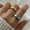 Набор из двух массивных колец с волнистым куполом, двухцветное покрытие 18K золотом, для женщин, водостойкие кольца для пары, акцентное украшение для любимого, стильные бижутерия