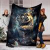1pc Tiger Crystal Fantasy Throw Blanket Polyester Fiber, Lightweight Flannel, Soft & Warm, All Season Use for Outdoor, Camping Digital Print