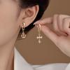 Asymmetrical Cross Earrings Women's Light Luxury High-end Personalized Earrings Ims Cold Wind Crown Earrings
