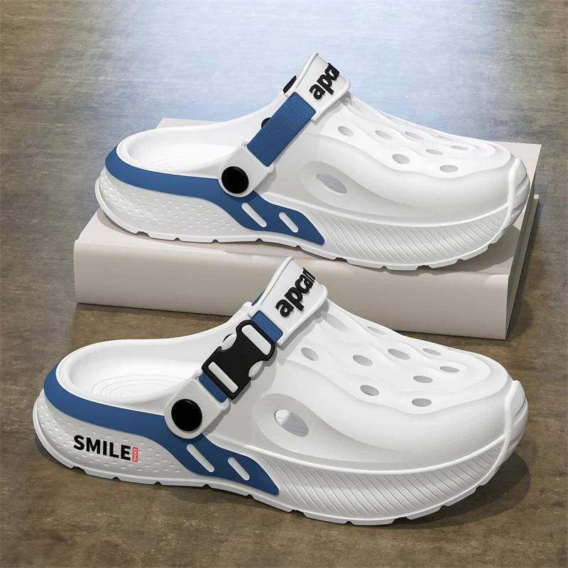 Модные летние мужские пляжные сандалии для улицы, модные мужские шлепанцы из ЭВА, нескользящие, мужская повседневная обувь, удобные, износостойкие садовые туфли