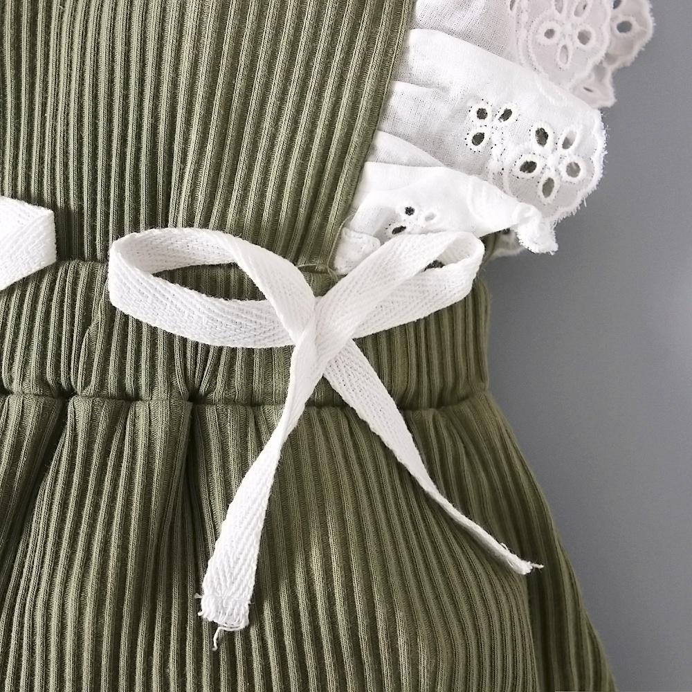 Комбинезон с кружевными рукавами для новорожденных девочек, комбинезон, одежда для детей 0–24 месяцев