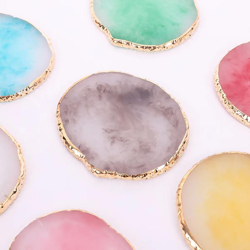 DIY маникюрные аксессуары, инструменты, смола для дизайна ногтей, палитра геля для рисования с золотым краем, лак для агата, микс, перемешать, хрустальная пластина с драгоценными камнями, 6 цветов