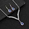 3pcs Women's Jewelry Set, Rhinestone Droplet Shaped Pendant, Necklace, Earrings, Wedding Accessories