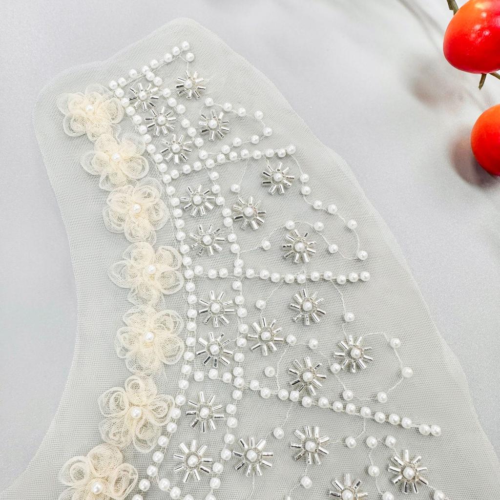 Apricot Mesh Beaded Lace Flower Front Collar Cloth Sticker Clothing Dress Dress Front Collar Accessories Cloth Sticker Accessories