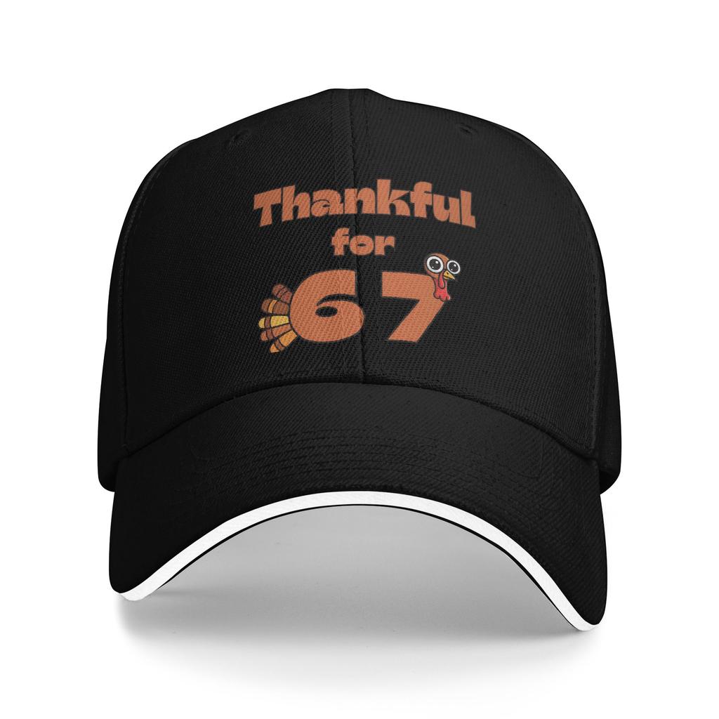 Thankful for 67 Meme Turkey Thanksgiving Casual Baseball Cap Summer Trucker Hat Outdoor Sports Snapback Cap Men Baseball Caps