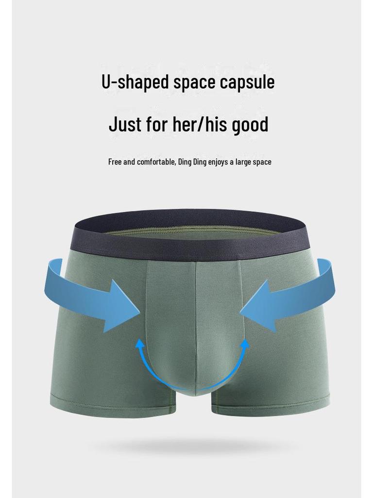 60-Pack Modal Men's Boxer Briefs with Antibacterial Crotch, Mid-Waist, Breathable, Trendy Design