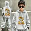 Y2K cartoon excavator digital double-sided printed children's hooded sweatshirt for large size, loose-fitting pullover hoodie