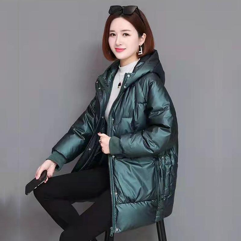 Autumn Winter Thicken Warm Long Parka Women Solid Color Loose Puffer Hooded Coat Jackets Outwear