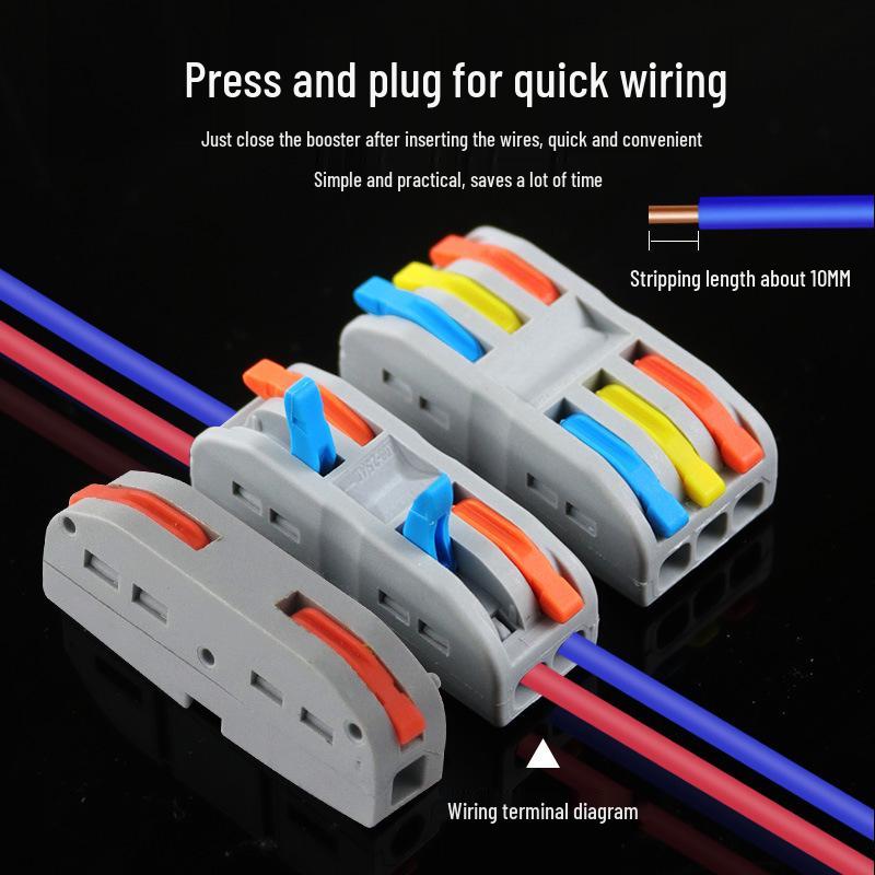 Быстроразъемный нажимной клеммный разветвитель для мягких и жестких проводов