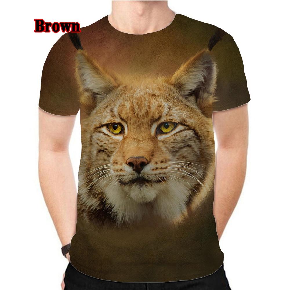 Футболка мужская и женская весна/лето с принтом 3D Animal Lynx Harajuku Streetwear с коротким рукавом унисекс в стиле хип-хоп XS-5XL