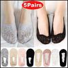 5 Pairs Women Lace Socks Boat Invisible Anti-Skid Ankle Socks Low Cut No-show Non-Slip Liner Slipper Socks