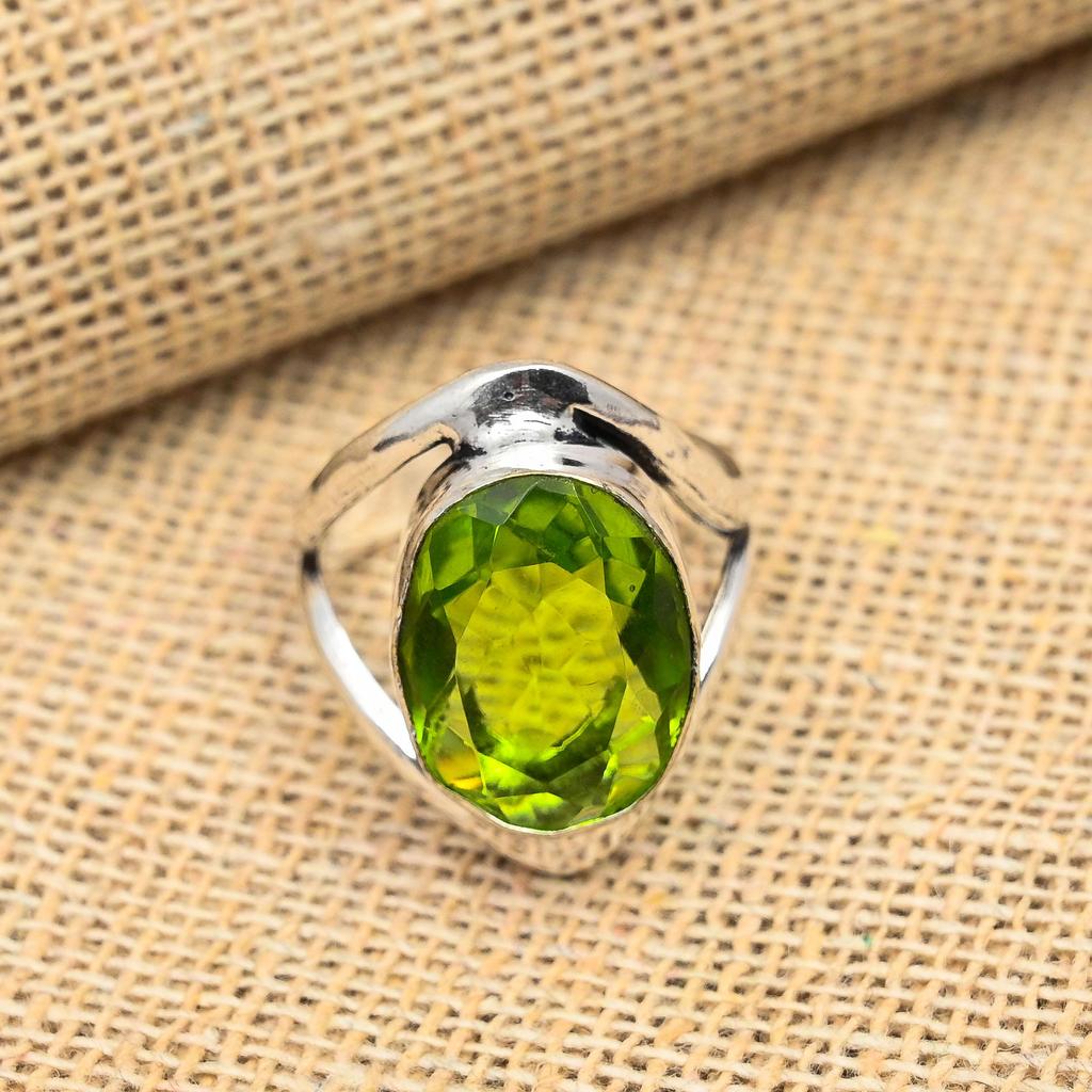 Peridot Gemstone 925 Solid Sterling Silver Handmade Jewelry Lavish Ring For Women