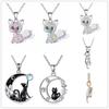 2024 New Cat Moon Stone Chokers Necklace Sparkling Colorful Rhinestone Pendant Necklaces for Women Fashion Gothic Jewelry Gifts