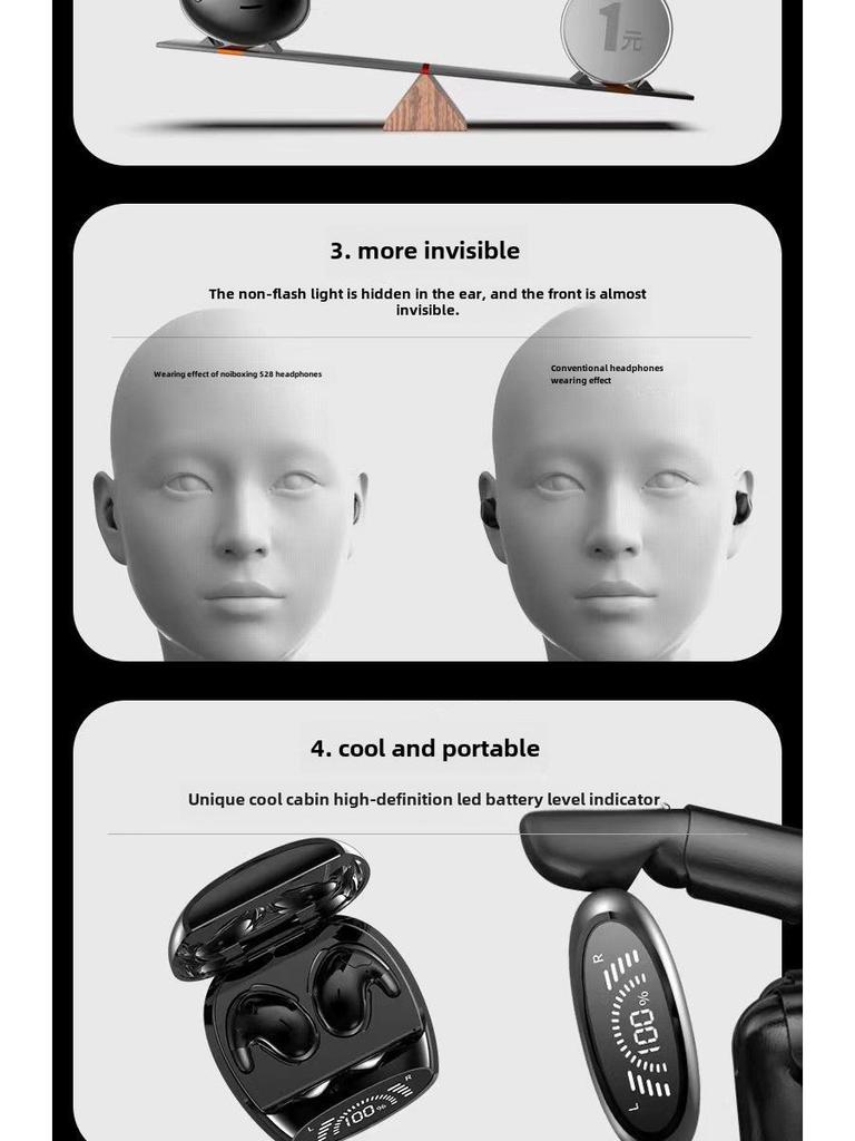 Bluetooth-гарнитура MD528: TWS Dual-Ear Удобная накладная гарнитура для сна, длительное время работы от аккумулятора.