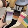 5 пар дышащих и впитывающих пот женских носков средней длины на осень и зиму. Модные и универсальные женские носки, размер 34-42