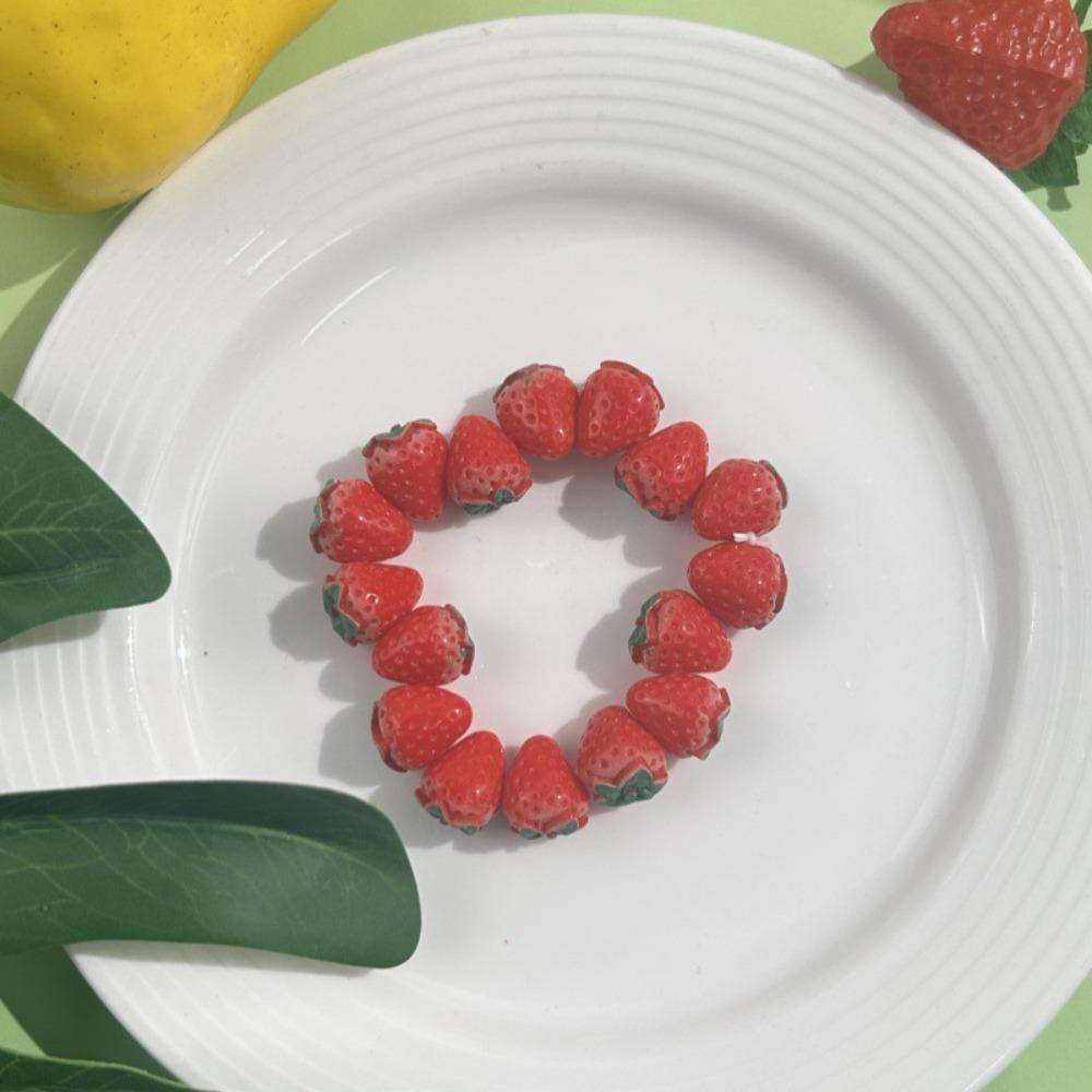 Y2K 3D Fruit Resin Fruit Bracelet Elastic Rope Apple Mangosteen Peach Fruit Beaded Bracelet Multi-color Cartoon Bracelet Summer