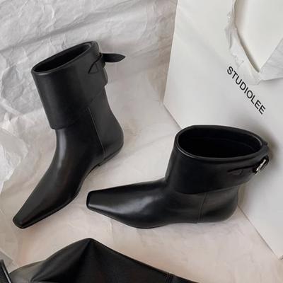 Ботильоны с острым носком, женские модные зимние ботинки, туфли на среднем каблуке, зимняя тенденция 2025 года, готические кожаные туфли «челси», туфли-лодочки Botas Mujer