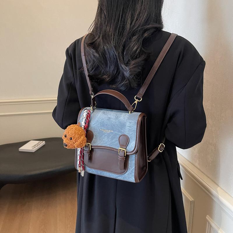 Retro Fashion Matte Contrasting Backpack Women's 2025 New Trend Versatile Handbag Commuter Casual Women's Bag