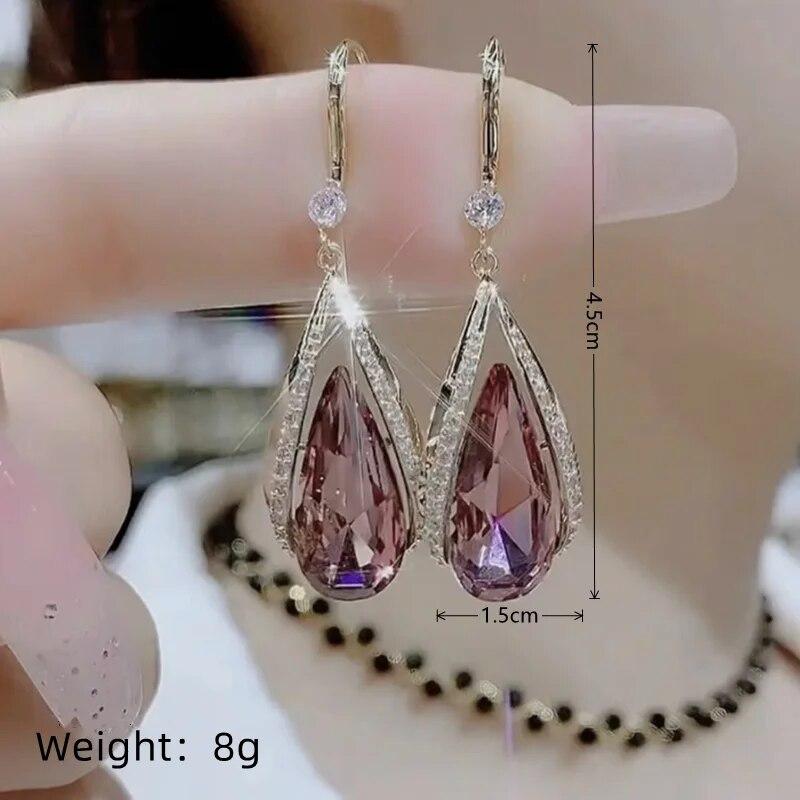 1 пара роскошных серег с опалом, имитацией жемчуга, стеклянными бриллиантами, из сплава с золотым покрытием, с прохладным ветром