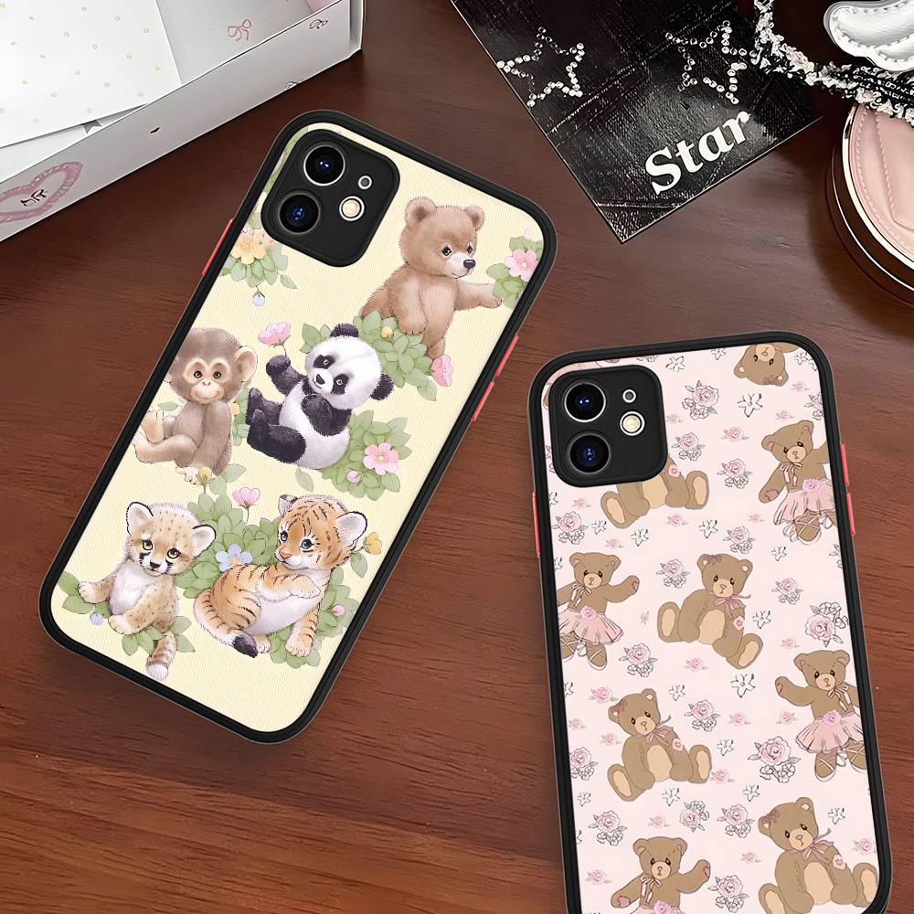 Чехол для телефона 'Дикая Сафари Малыши Медведь' для IPhone 16e 16 15 14 13 12 11 Pro Max X XS MAX Plus Матовый чехол Spuerstar