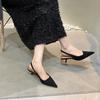 Single Shoes 2025 Fairy Year Shoes Black Bag Head Sandals French Temperament Spring and Summer Pointed New Niche High Heels