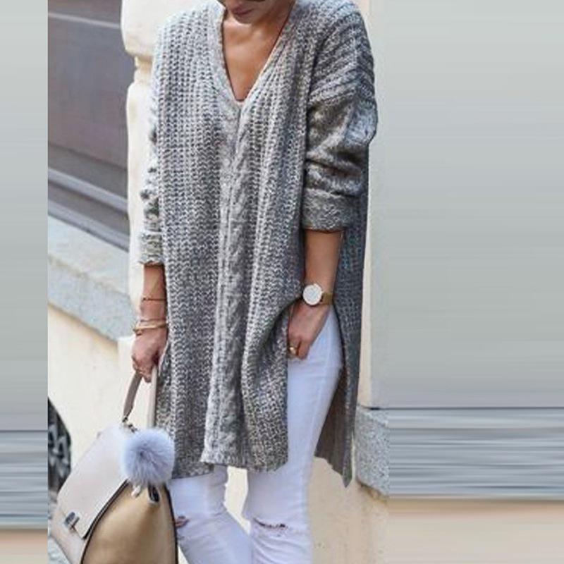 Winter 2023 Women's European & American Mid-Length Knitted Pullover Sweater