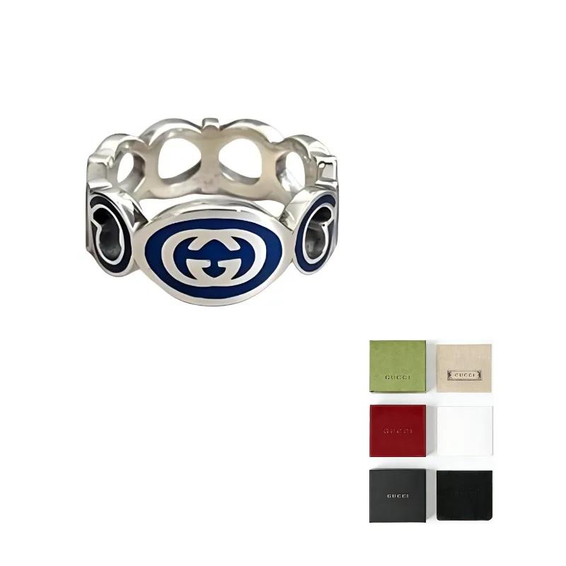 GUCCI Sterling Silver Interlocking G Ring (Unisex) Rings 753640 J8410 8136