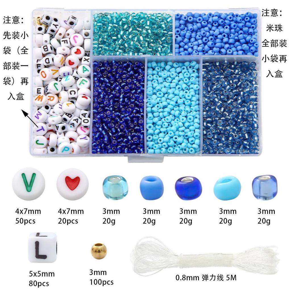 3 мм, 1 компл./упак., браслет из рисовых бусин с буквами, многоцветная однотонная коробка для красок, ожерелье из бисера «сделай сам», аксессуары