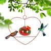 Heart-Shaped Hummingbird Feeder Hanging Water Feeder with Perch Colorful Glass Bottle Wire Frame Hummingbird Feeder for Porch Yard Garden Outdoor