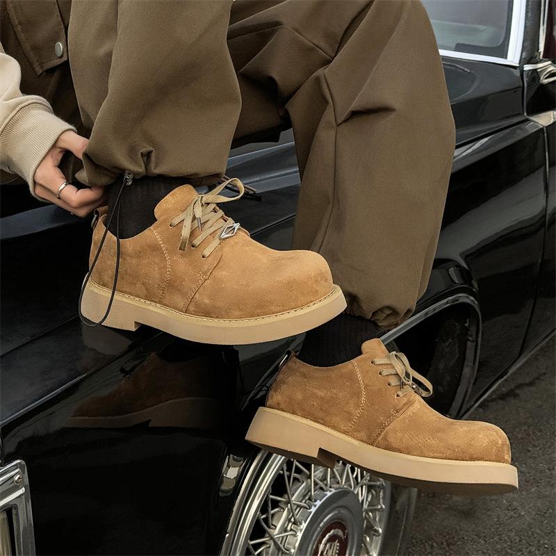 Мужские туфли дерби 2025 новые британские высококлассные универсальные мужские туфли на низком ходу, туфли на платформе, ретро туфли с большой головой