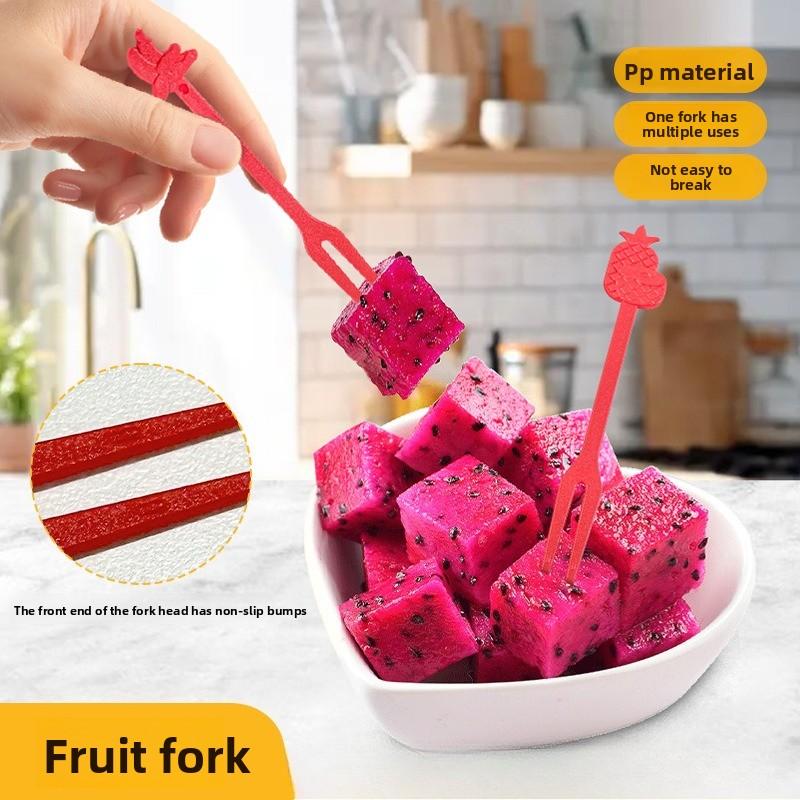 6/12/24/36 Pcs Creative Household Fruit Fork Food Grade Mini Portable Disposable Plastic Forks Skewers for Fruit Cake Desserts