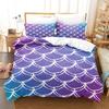Laser Gradual Change Fish Scale 3D Digital Printing Three-Piece Set, Quilt Cover Pillowcase Home Textile Bed Sheet Kit