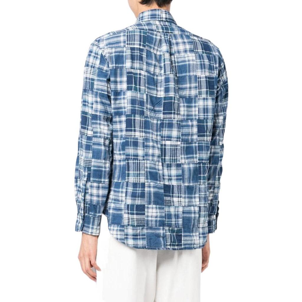 Polo Ralph Lauren FW22 Узорчатый набивной воротник поло рубашка на пуговицах с длинным рукавом мужские рубашки синий 710869417-001