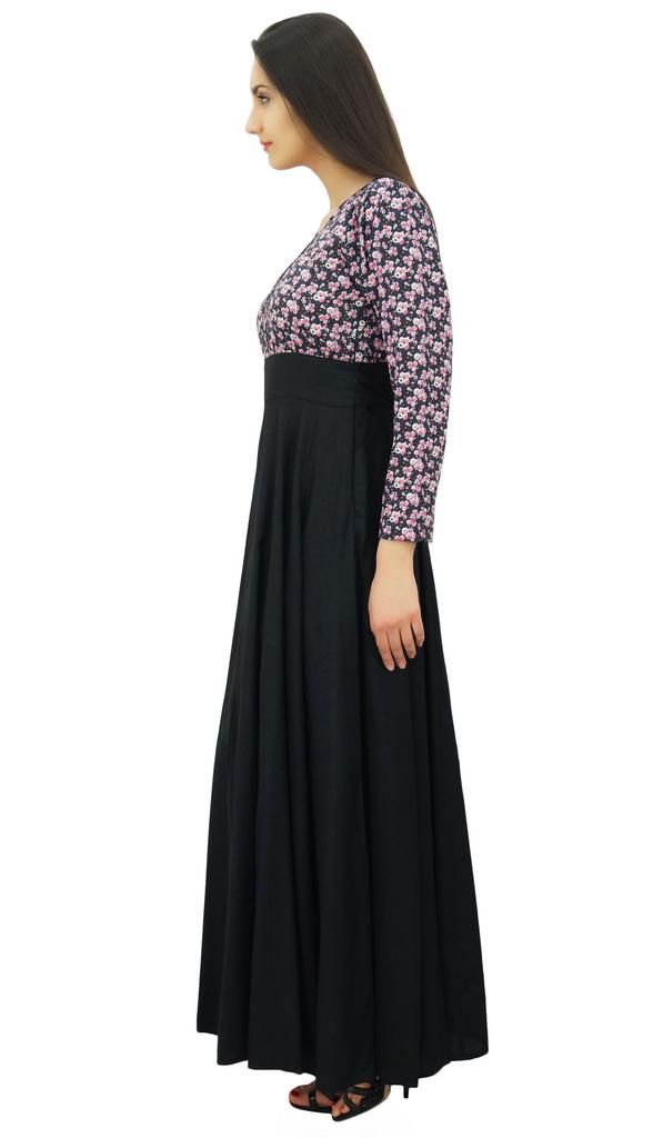 Bimba Женское повседневное платье макси из искусственного шелка с завязками на талии и длинными рукавами