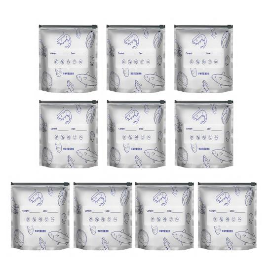 Пакеты из алюминиевой фольги, запечатываемые, герметичные, многоразовые, запечатанные пакеты, стоячие вакуумные пакеты с застежкой-молнией и этикеткой для хранения овощей, фруктов, мяса