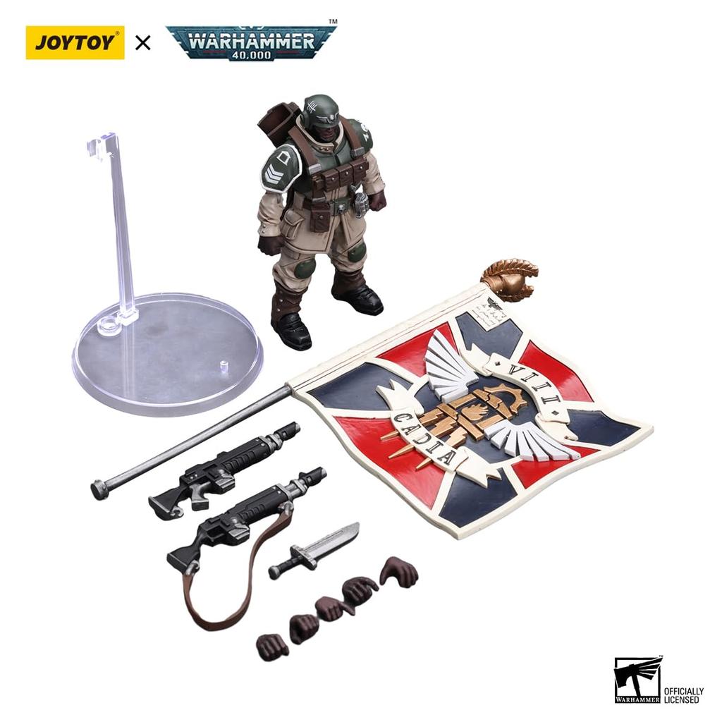 JOYTOY Warhammer Astra Militarum Cadia Commando Squad Veteran Regimental Flag Scale ABS PVC Action Figure 40,000 1/18 & Pre-painted