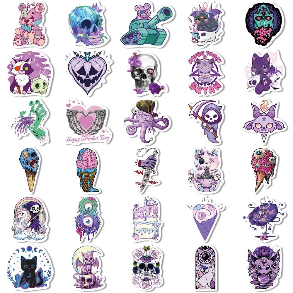 10/65PCS Halloween Stickers Cat and Skull Graffiti Stickers Water Bottle Laptop Mobile Phone Skateboard Suitcase Kids Adult Stickers