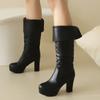 Large Size  Boots Water Platform Coarse Heel High Boots Long Boots
