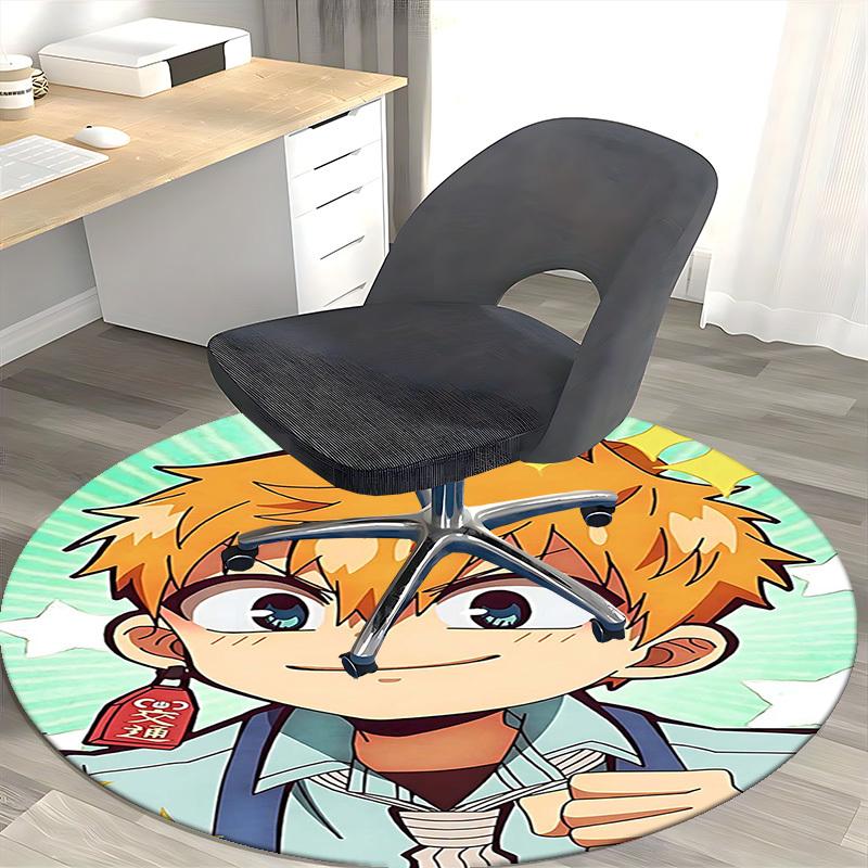 1pc Anime Cartoon Design Round Carpet Office Chair Mat, NonSlip Rug for Home Decor
