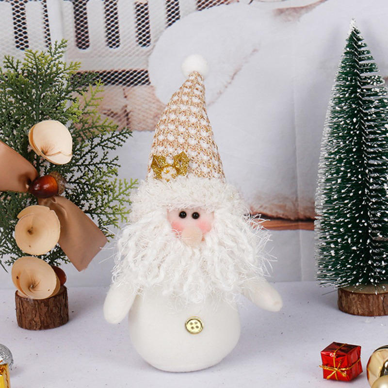 Christmas Decoration Supplies Window Decoration Ornaments Sitting Posture White Plush Toy Old Man Snowman Doll