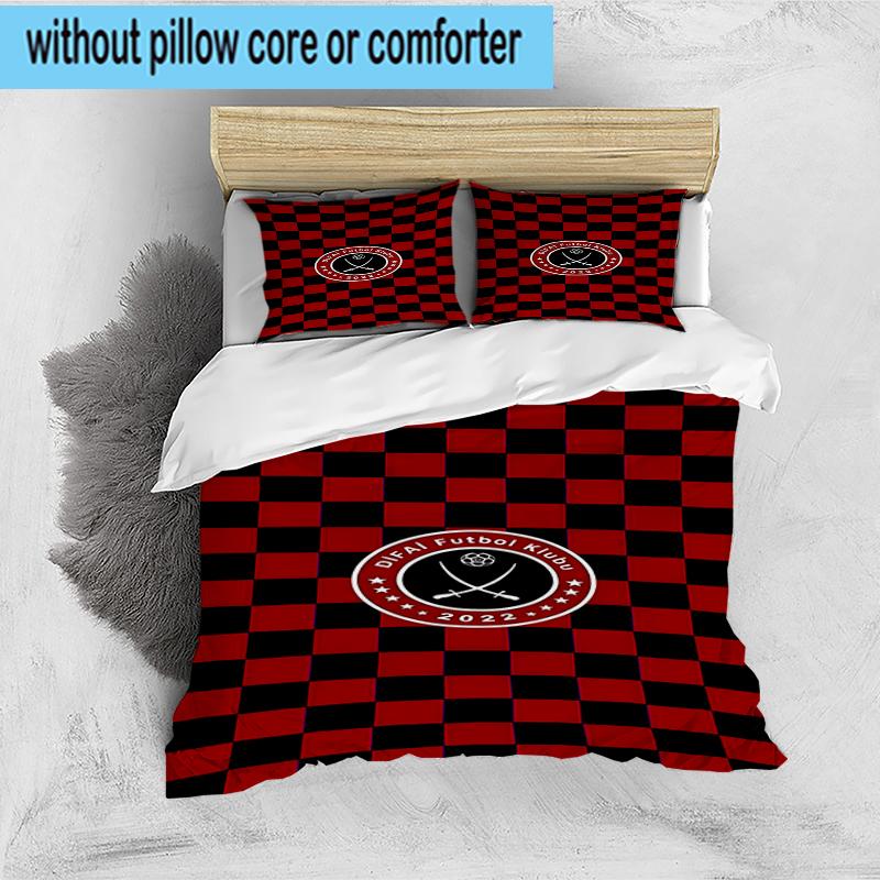 3PCS Global Football Club Sheff Bedding Set,Including 1pc Duvet Cover And 2pcs Pillowcases Perfect for Bedroom, Dormitory, Fan Christmas gift