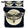 Gothic Skull Bedding Set Decorative Death Moth And Flowers Print Duvet Cover Personalized Skeleton Bones Butterfly Pillowcases