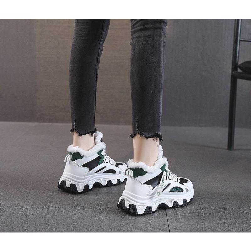 Осенне-зимние новые черные универсальные кожаные кроссовки для серфинга осенне-зимние бархатные высокие кеды на плоской подошве