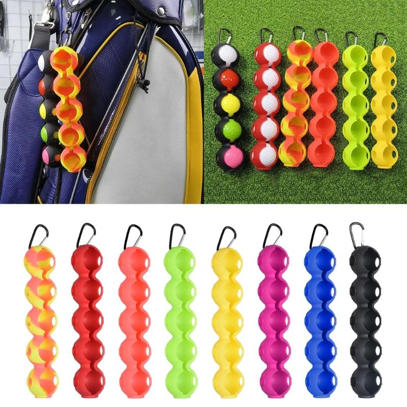 Golf Ball Holder,Holds 5Golf Balls Easy Attachment to Bag or Cart,Golf Ball Protector Cover Silicone Golf Ball Sleeve