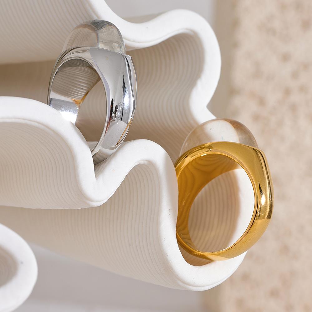 Eetit Creative Resin 316L Stainless Steel Geometric Cast Fashion Mysterious Ring Charm High Quality Jewelry