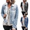 Fashion Womens Winter Loose Denim Lambswool Jacket Long Sleeve Padded Thick Jacket
