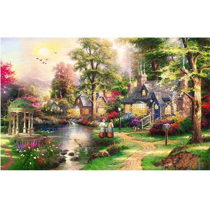 5D Diy Full Drill Diamond Painting Pastoral Scenery Cross Stitch Embroidery Landscape Rhinestone Pictures Living Room Home Decor