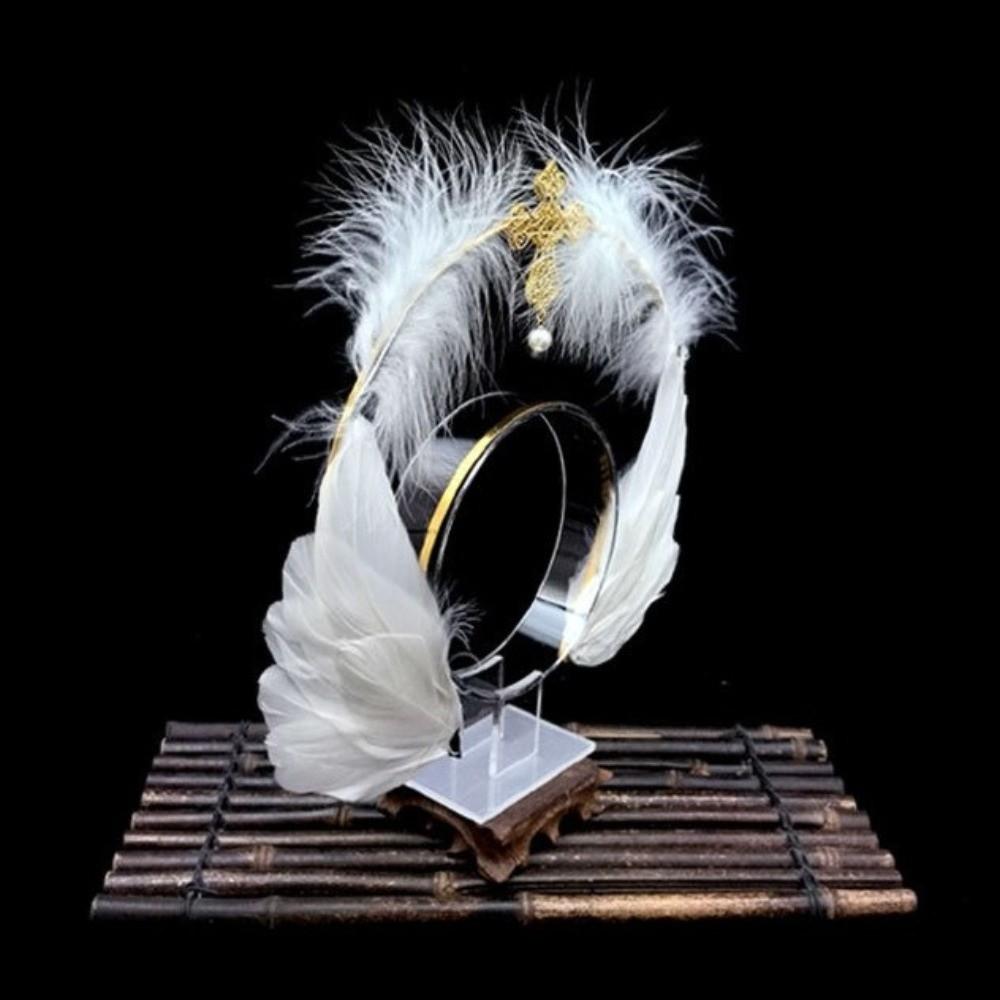 Dress Up Props Feather Halo Crown Headband Double Layer Wing Hair Hoop Christmas Party