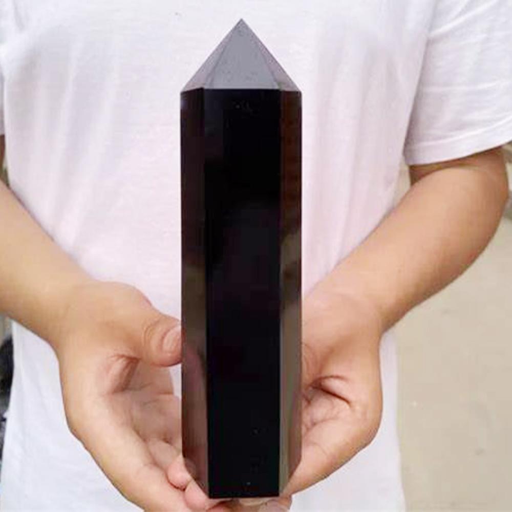 8-15 Cm Natural Obsidian Single Pointed Hexagonal Prism Crystal Point Wand Tower Pillar Home Decoration Gift Stones Ornament